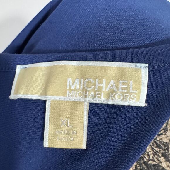 Michael Kors Womens Navy Blue Work Top With Side Cinch Buckle Detail Sz XL READ - Picture 8 of 16